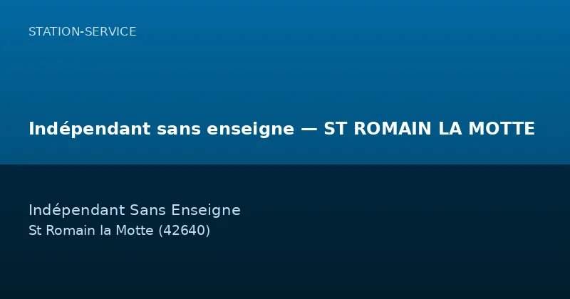 Indépendant sans enseigne — ST ROMAIN LA MOTTE