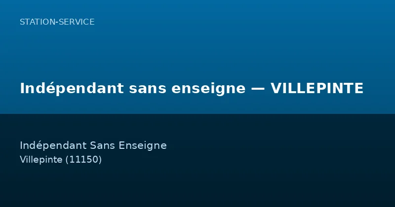 Indépendant sans enseigne — VILLEPINTE
